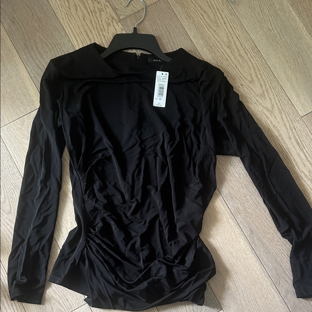 Natori Black Long Sleeve Blouse